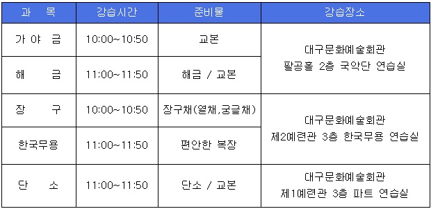 대구시립국악단 제50회 하계국악강습회..