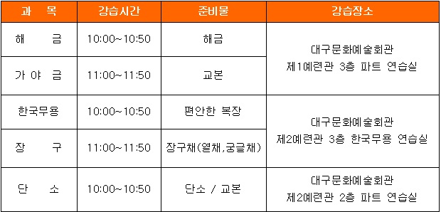 대구시립국악단 제53회 동계 국악강습..