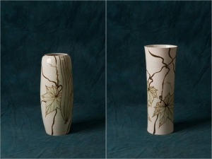 백자철화수세미문병